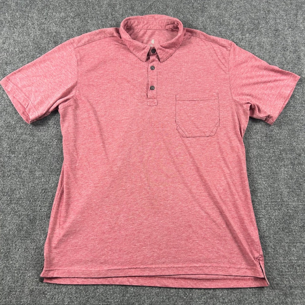 Stio Polo Shirt Mens Large Red Heathered Short Sleeve Pocket Outdoor Casual